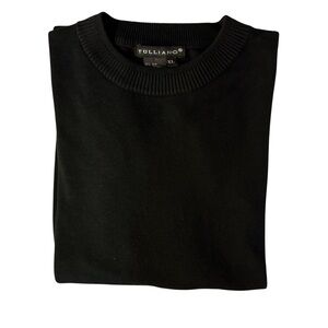 Tulliano Men's Silk and Cotton Blend Crew Neck Sweater, Black, Size XL